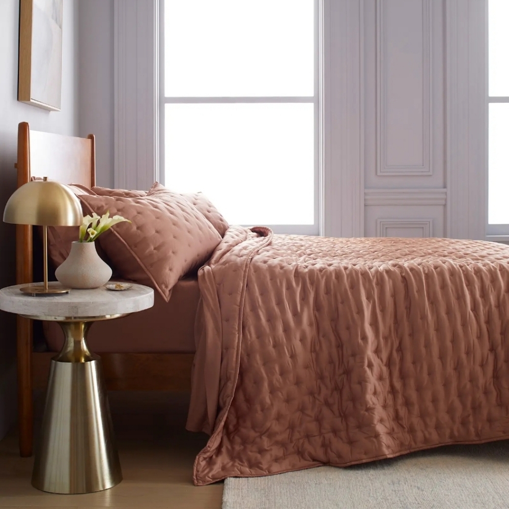 NWOT! Quince Organic Bamboo Clay Quilt & 1 Sham! Twin! (878)(READ) - Picture 3 of 11
